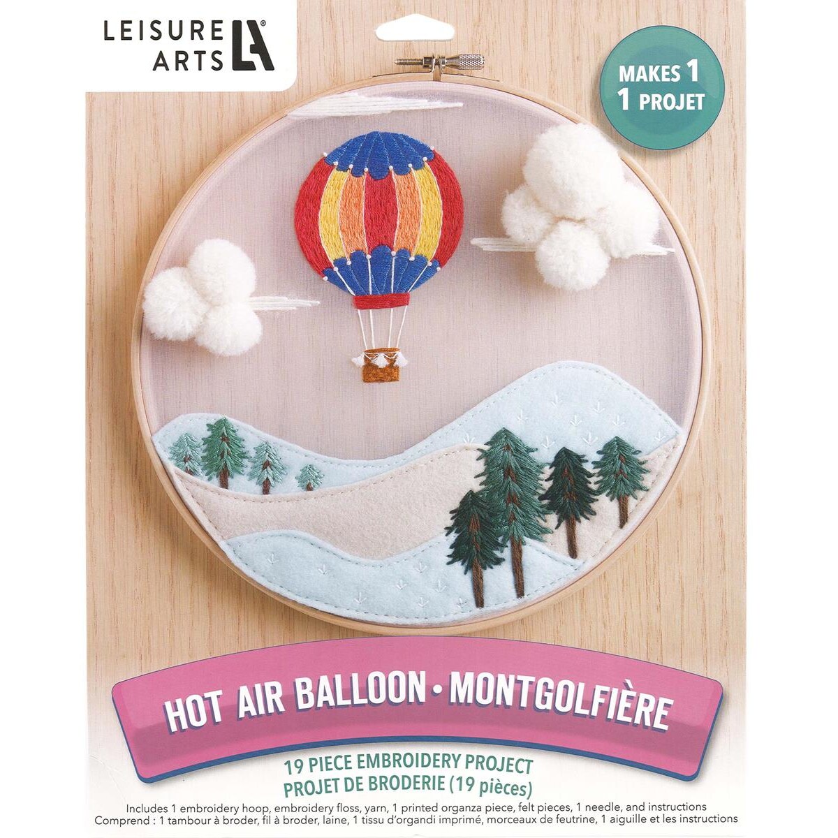 Leisure Arts Embroidery Kit 8" Hot Air Balloon- embroidery kit for beginners - embroidery kit for adults - cross stitch kits - cross stitch kits for beginners - embroidery patterns
