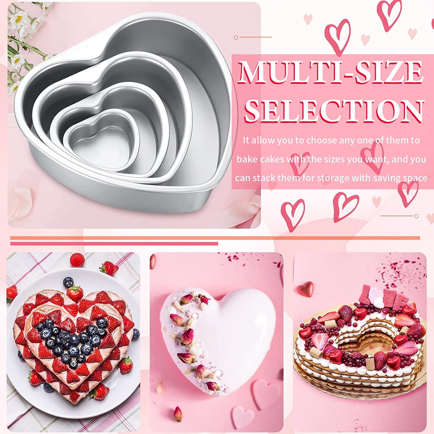 Aluminum Heart Shaped Cake Pan Bake 7 pcs