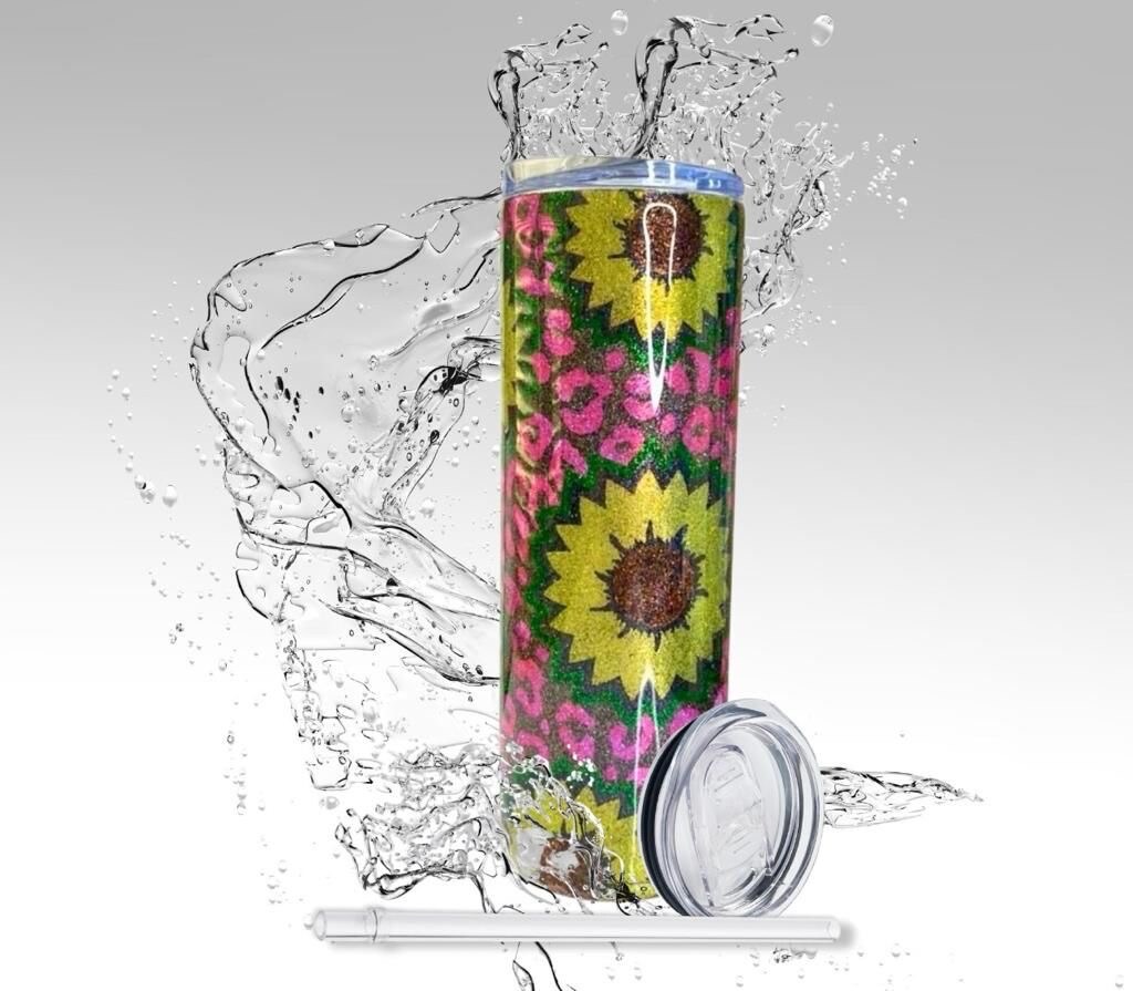 Sunflowers Sublimation Tumbler Designs, Glitter Leopard 20oz