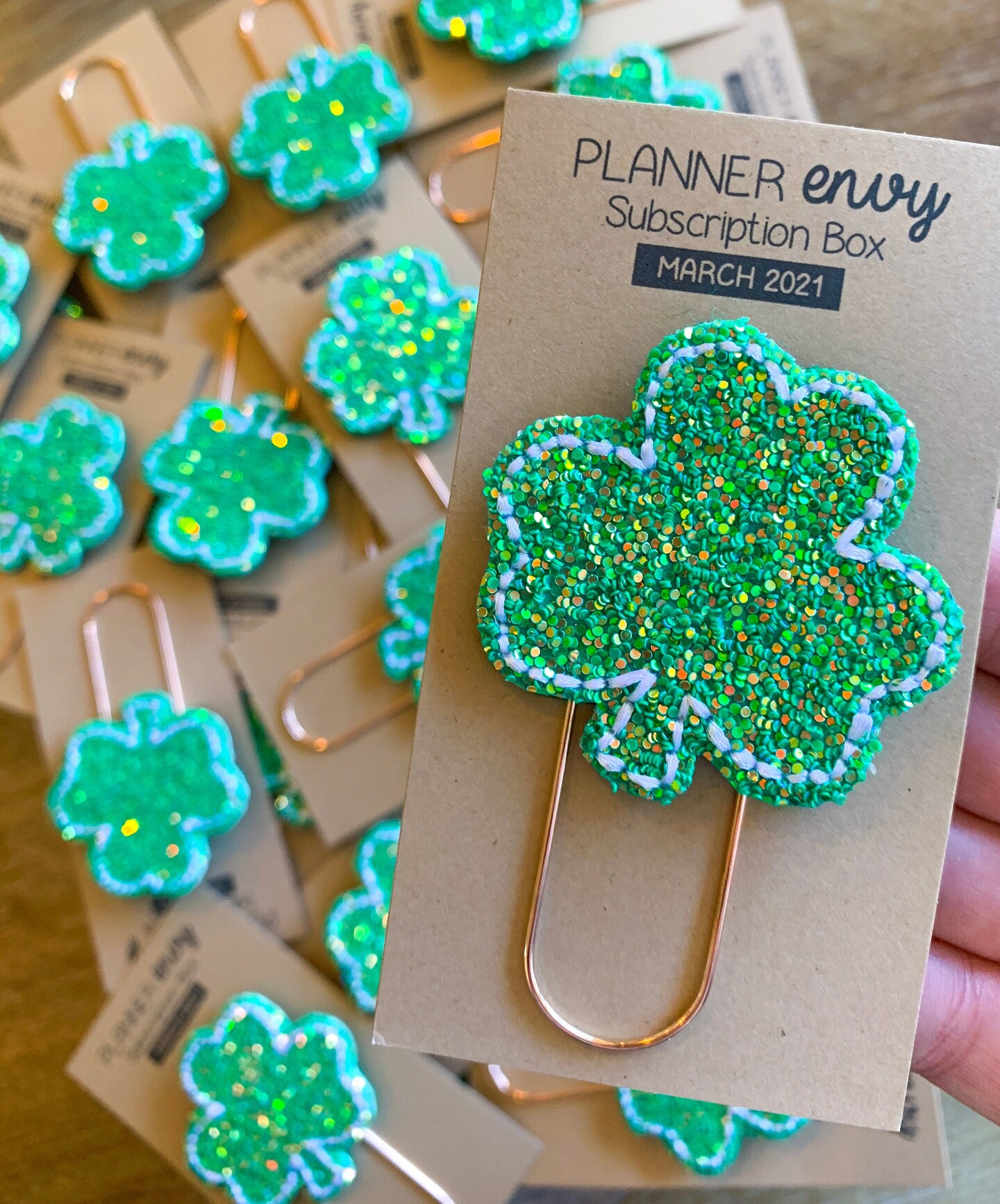 St Patricks Day, Jungle Animals, and Tropical Green Flowers Themed Box Of Planner Stickers &#x26; Accessories (#SUB2021003)