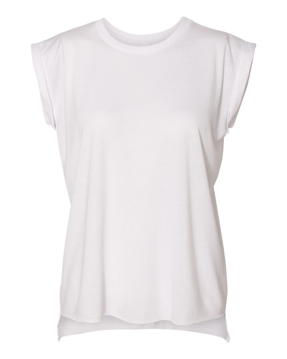 BELLA + CANVAS&#xAE; Women&#x2019;s Flowy Rolled Cuffs Crew Neck Muscle Tee Shirt