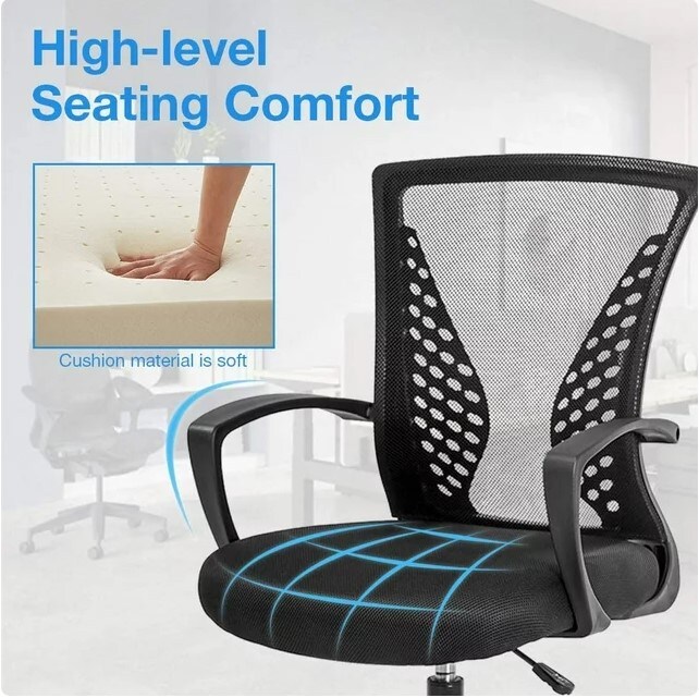 Adjustable Drafting Chair Tall Office Chair Adjustable Height with Arms, Foot Rest, and Back Support Height Adjustable Swivel Desk Chair Mesh Drafting Stool for Adults and Women (Black)