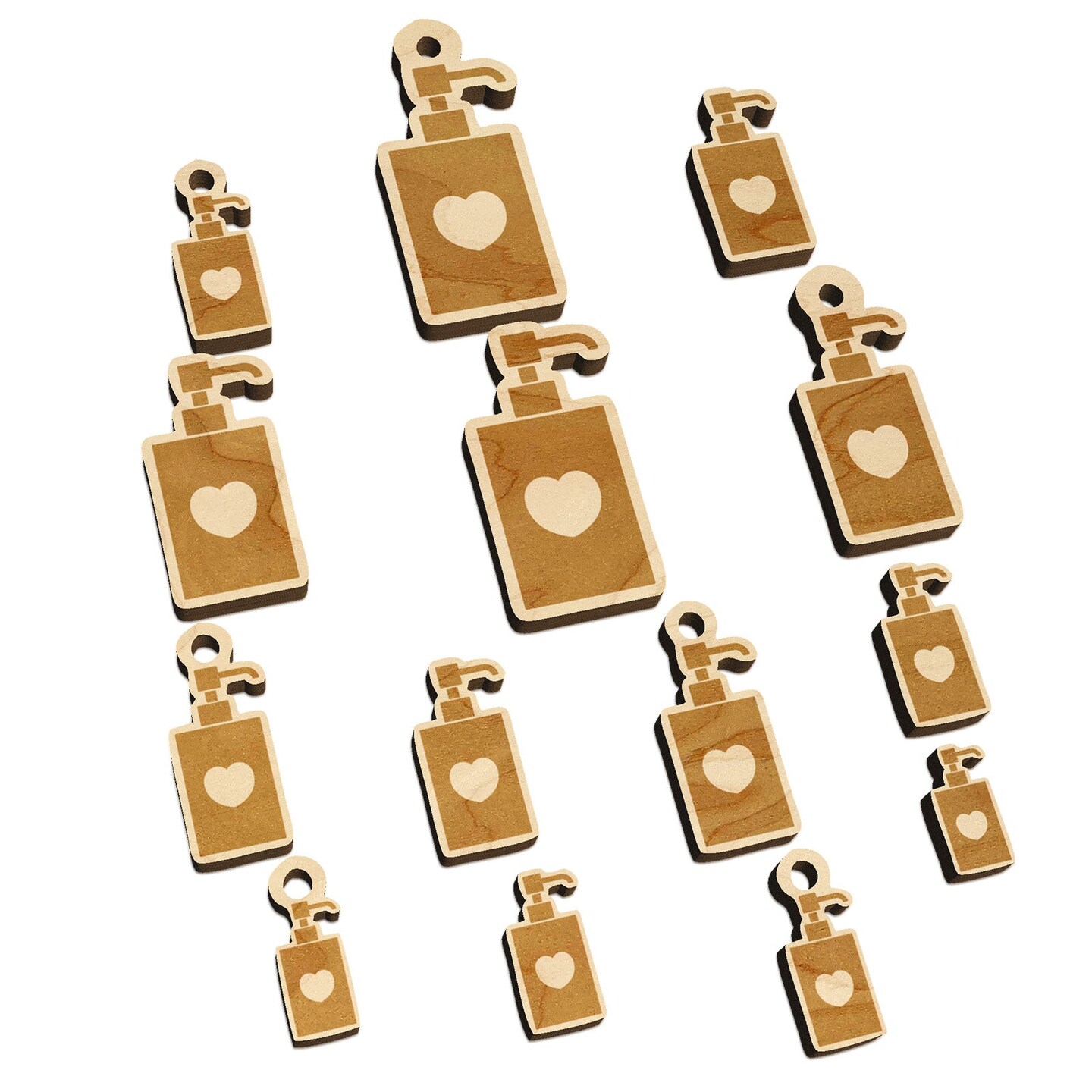 Soap Sanitizer Dispenser Silhouette with Heart Mini Wood Shape Charms Jewelry DIY Craft