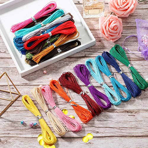 30 Colors 1 mm Waxed Cord Beading Thread for DIY Macrame Necklace Bracelet Jewelry Making String, 10m Each Color