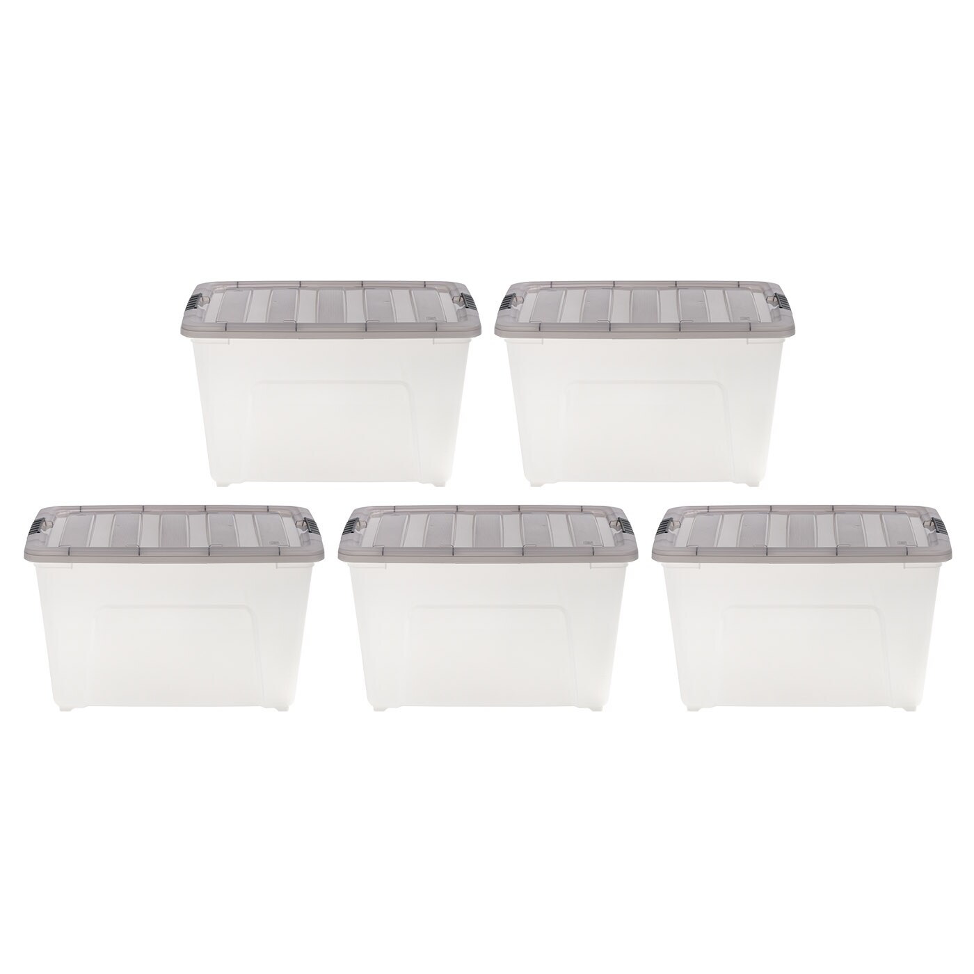 IRIS USA 53 Quart Stack & Pull Clear Storage Box, Gray, 5 Pack