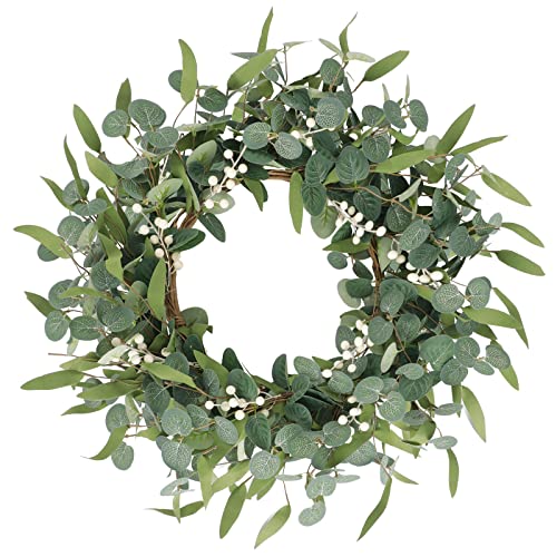 20 inches Artificial Eucalyptus Wreath for Front Door Fall Wreath Green Leaf Wreath for Window Wedding Decor Home Porch Farmhouse Patio Garden Decor