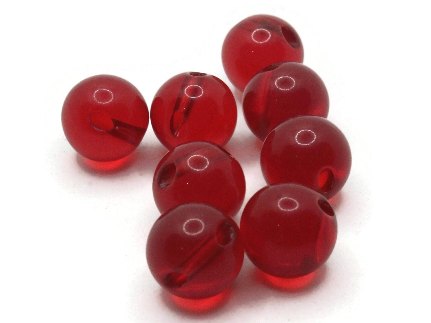8 12mm 1/2 Inch Clear Red Vintage Lucite Ball Buttons