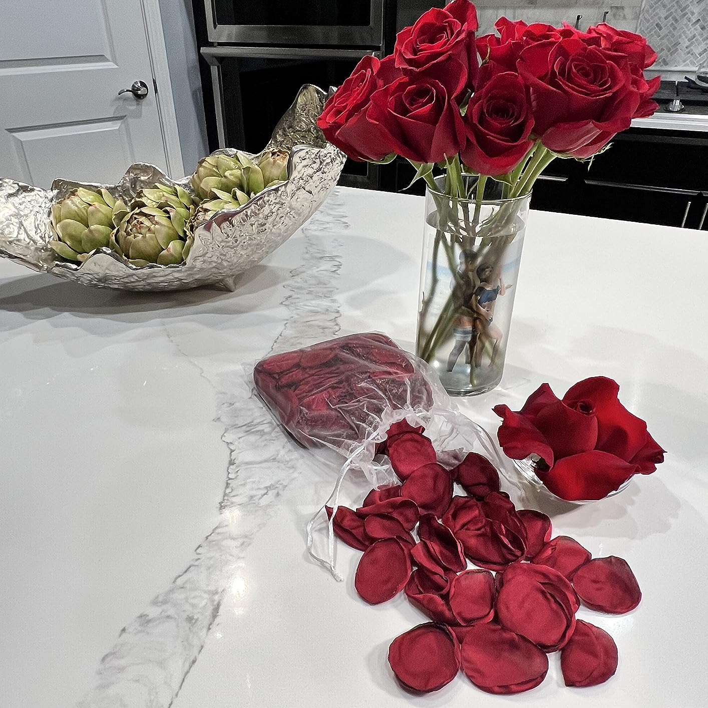 400PCS Silk Rose Petals Burgundy Red Wedding Supplies Flower Girl Basket Table Aisle Runner Party Dinner Bridal Shower Decoration Valentine's Day Decor