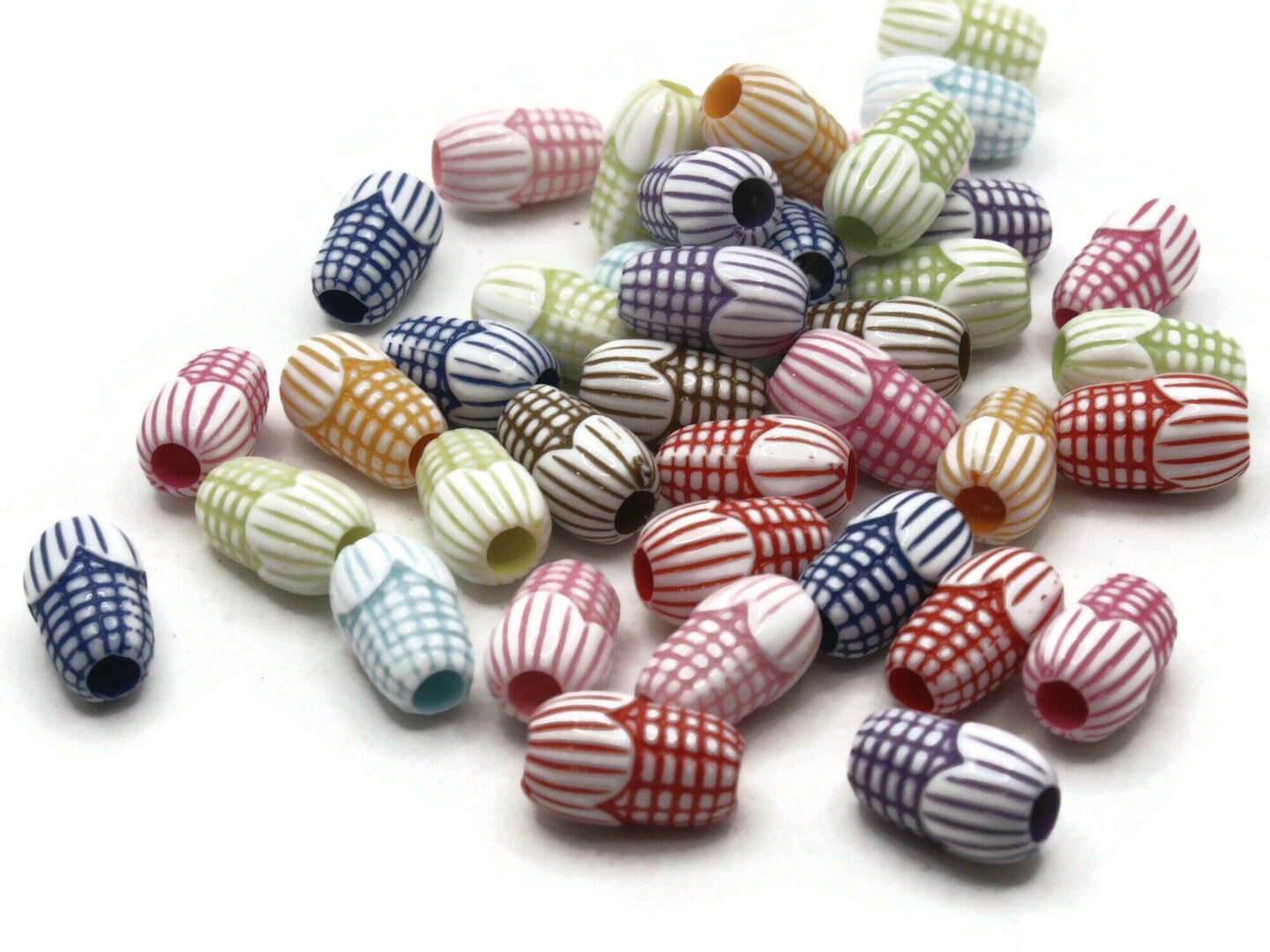 40 15mm Mixed Color Large Hole Multi-color Plastic Corn Beads