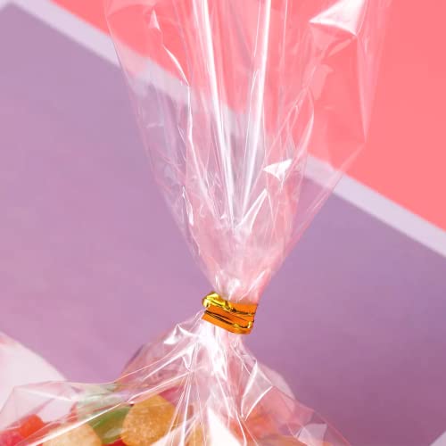 XLSFPY 100PCS Clear Cellophane Bags, 5x7 Small Treat Bags with Ties, Cake Pop Bags, Candy Bags, Goodie Bags, Rice Crispy Treat Bags, Clear Bags for Favors Birthday Party (5&#x27;&#x27; x 7&#x27;&#x27;)