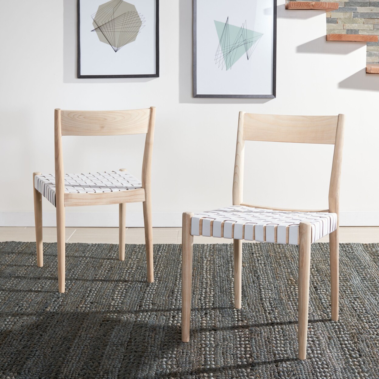 Safavieh   Eluned Leather Dining Chair Set of 2 White / Natural