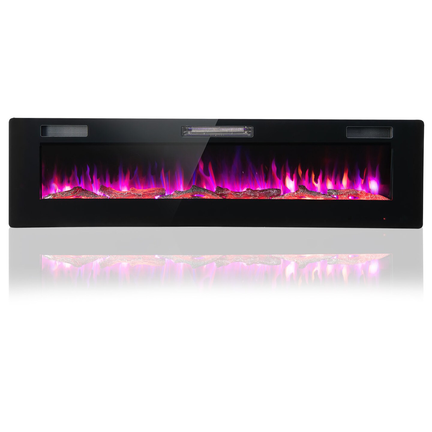 Ultra-Thin Electric Fireplace Recessed Wall Mounted with Crystal Log Decoration