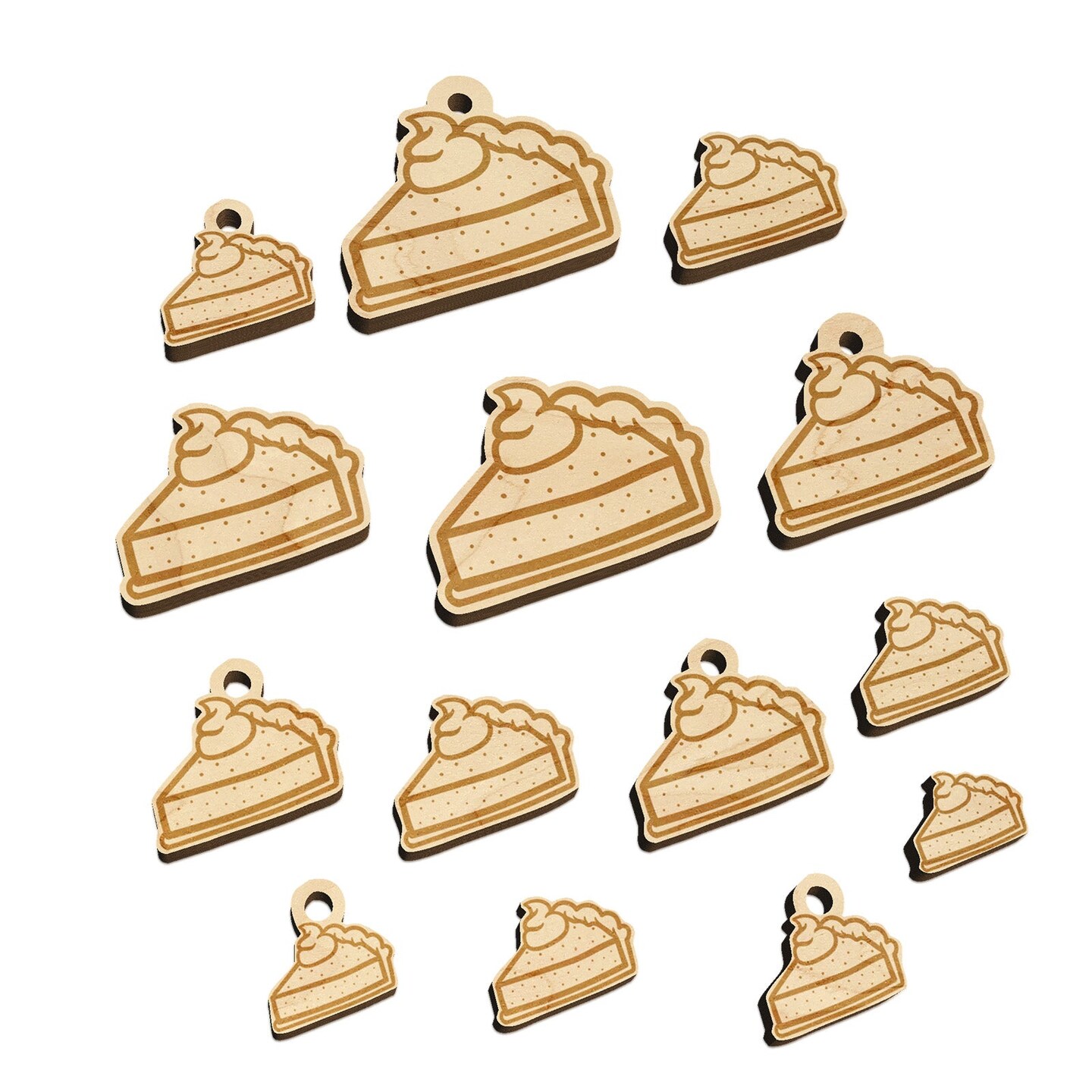 Slice of Pumpkin Pie Mini Wood Shape Charms Jewelry DIY Craft