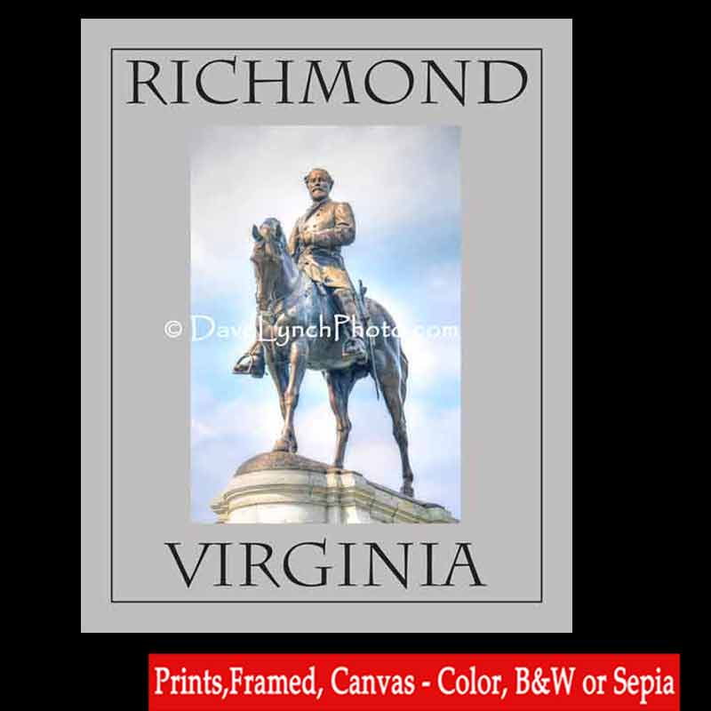 Richmond VA Virginia Robert E Lee Monument Monument Ave Skyline Map Art