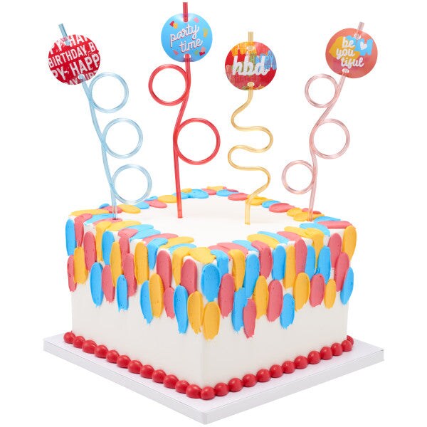 Happy Birthday Straws DecoSet Cake Decoration