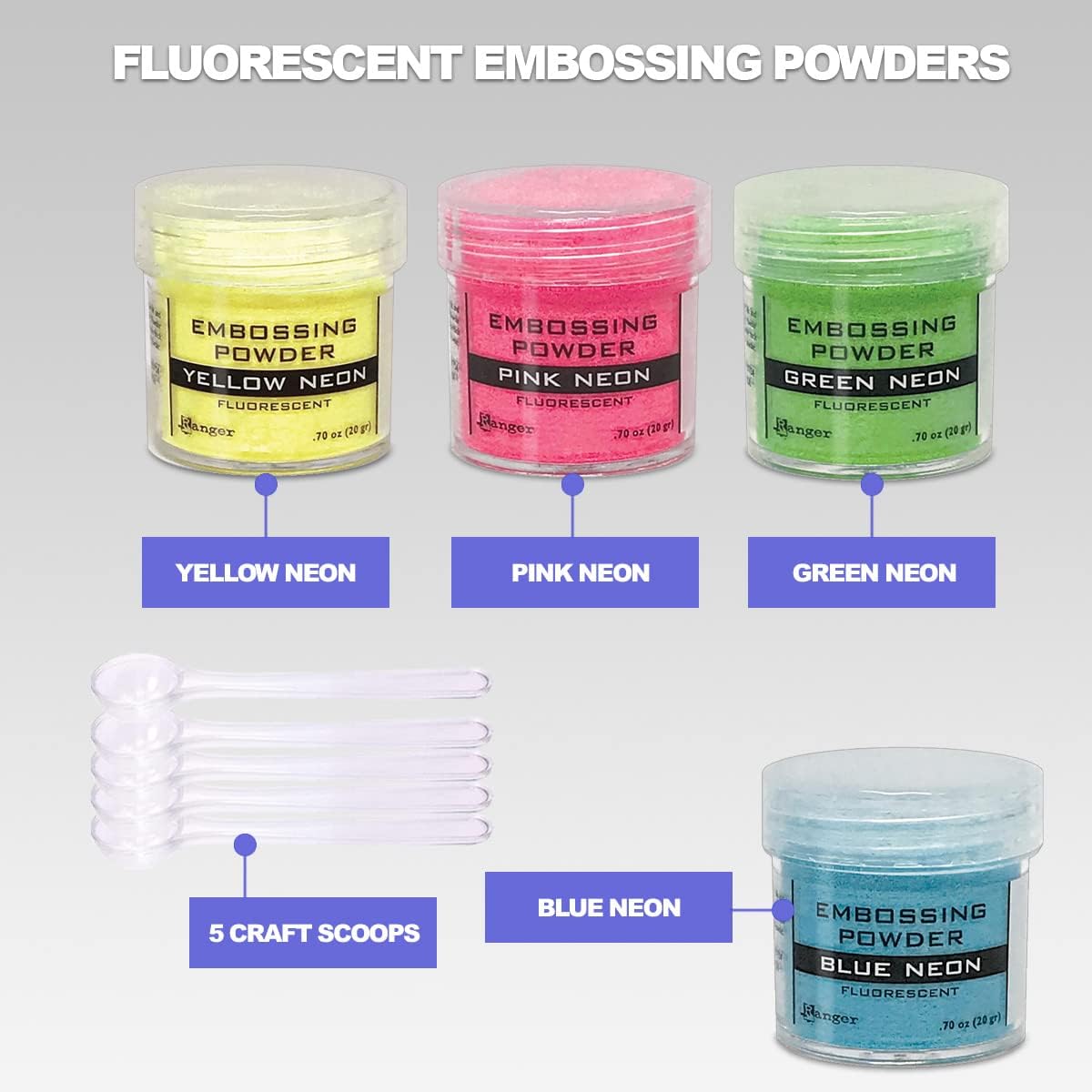 Ranger Neon Fluorescent Embossing Powders Bundle