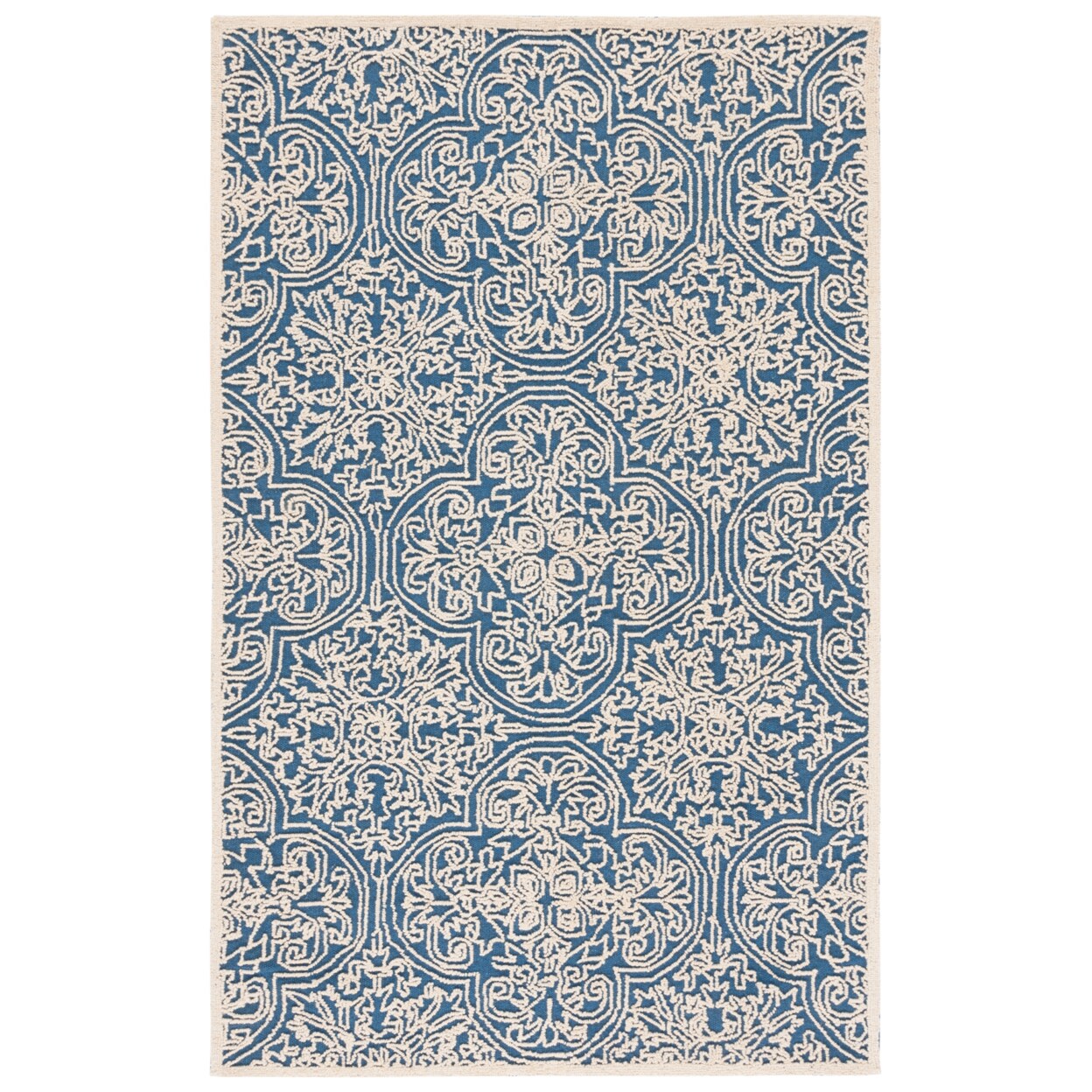 Safavieh Trace Trc101B Handmade Blue / Ivory Rug Hand Tufted Area Rug Carpet