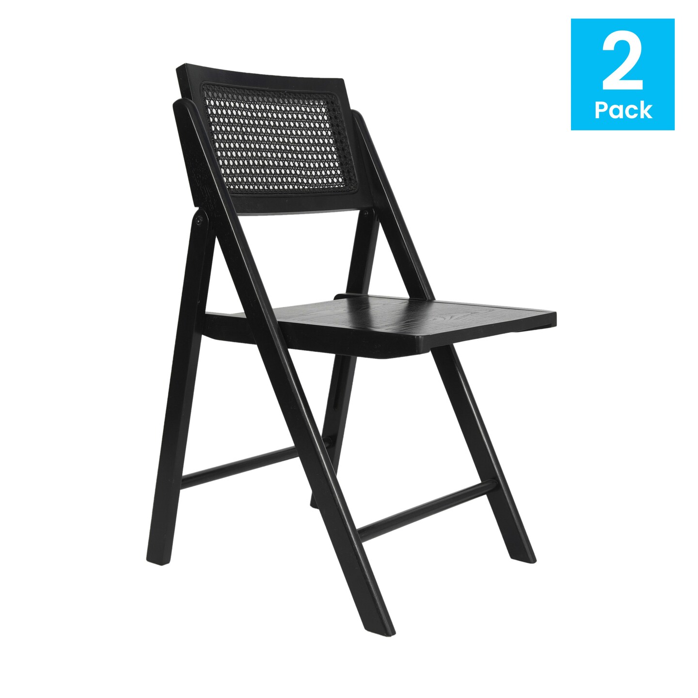 Merrick Lane Gordon Set of 2 Cane Rattan Folding Chairs