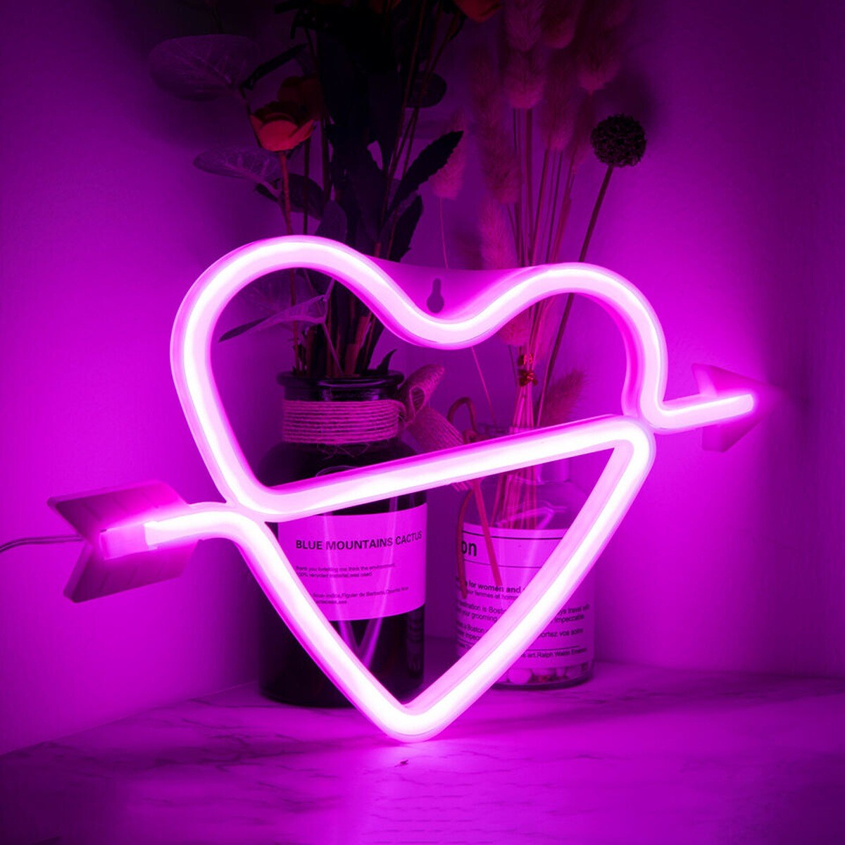 Modern Heart Love Valentine LED Sign Light Wall