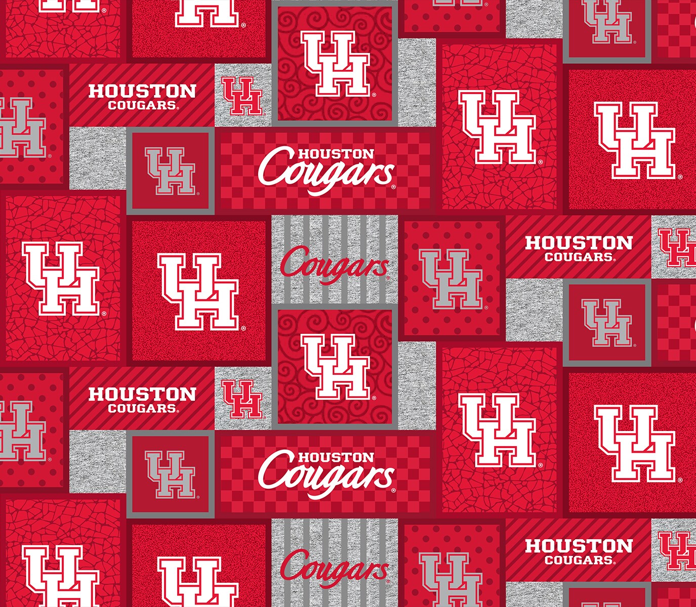 Sykel Enterprises-University of Houston Fleece Fabric-Houston Cougars College Patch Fleece Blanket Fabric-Sold by the yard