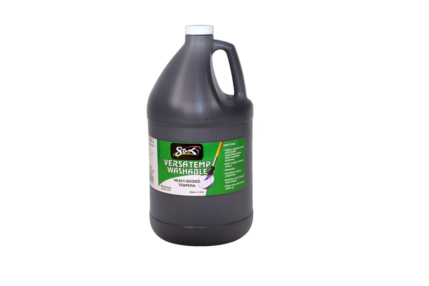 Sax Washable Versatemp Heavy Bodied Tempera Paint, Black, Gallon