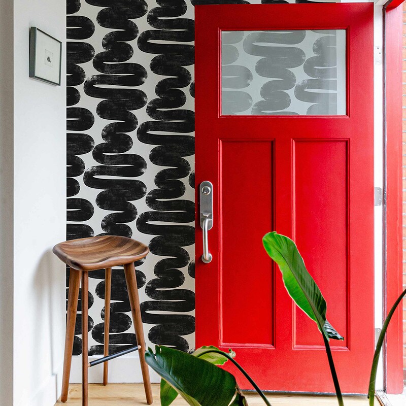 Tempaper Wiggle Room by Bobby Berk Peel and Stick Wallpaper White/Black