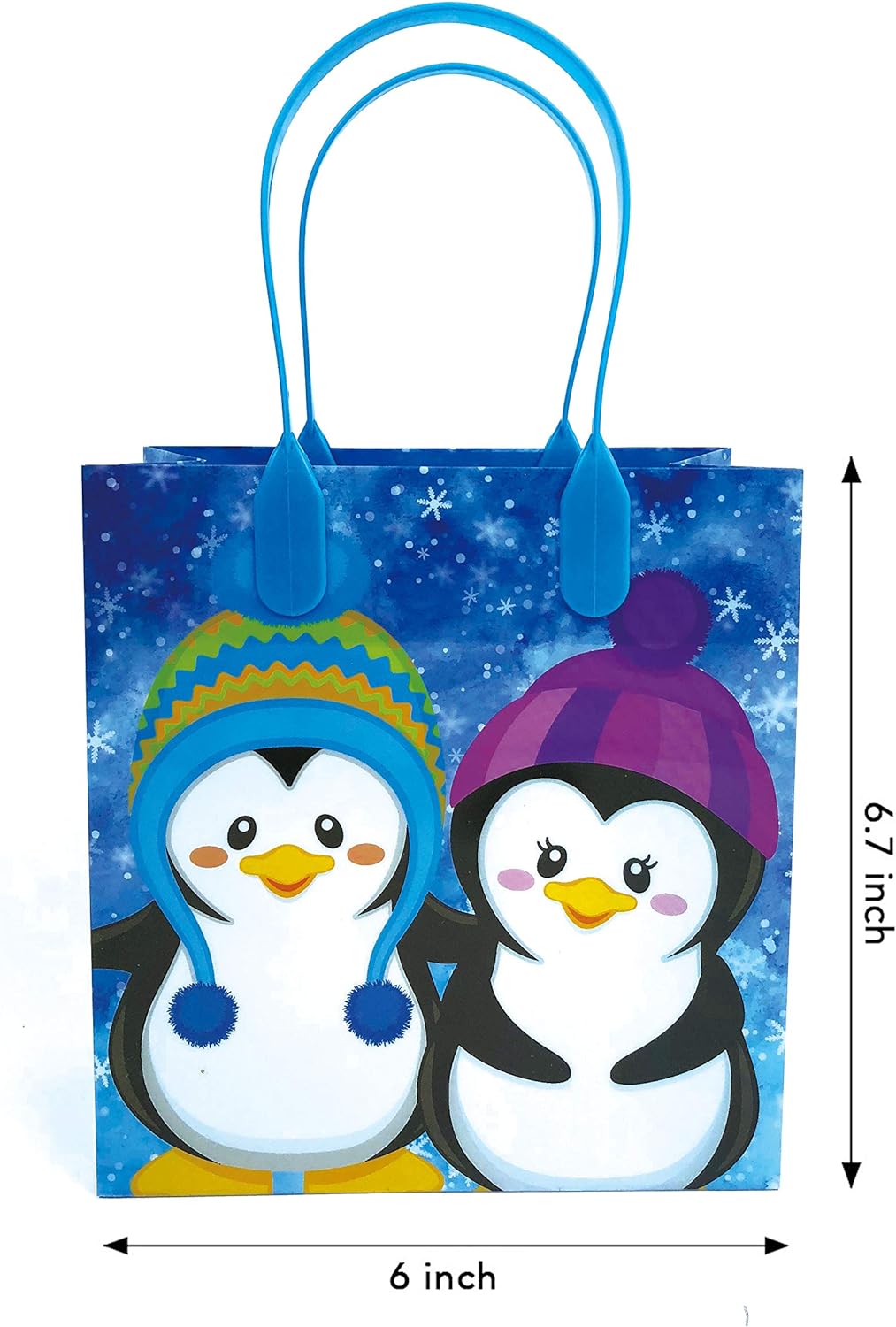 Tiny Mills Penguin Winter Themed Party Favor Bags Treat Bags with Handles Candy Bags for Holiday Party Gift Bags Christmas Holiday Party Supplies,12 Pack