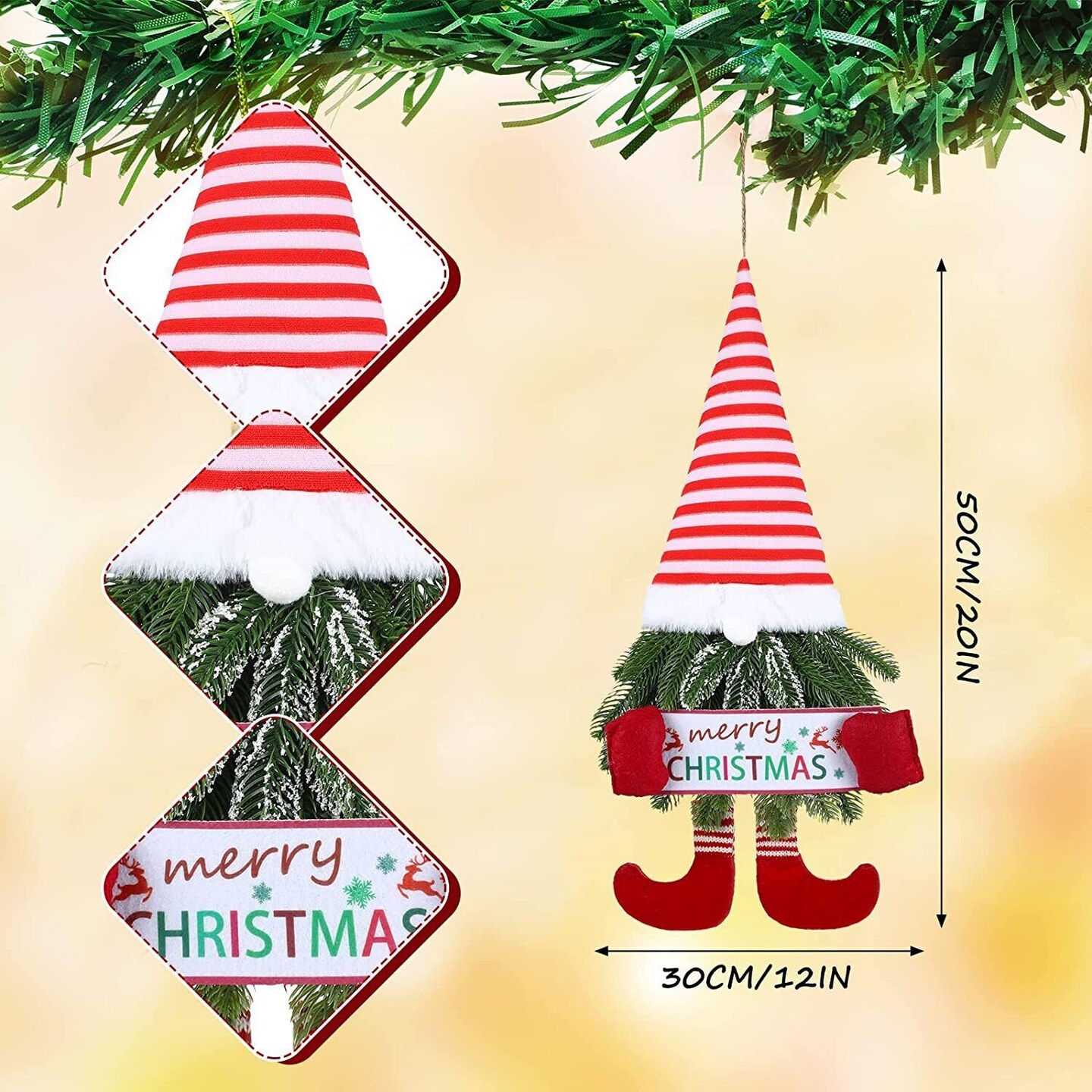 Creative Hanging Christmas Wreath Santa Gnome Decor