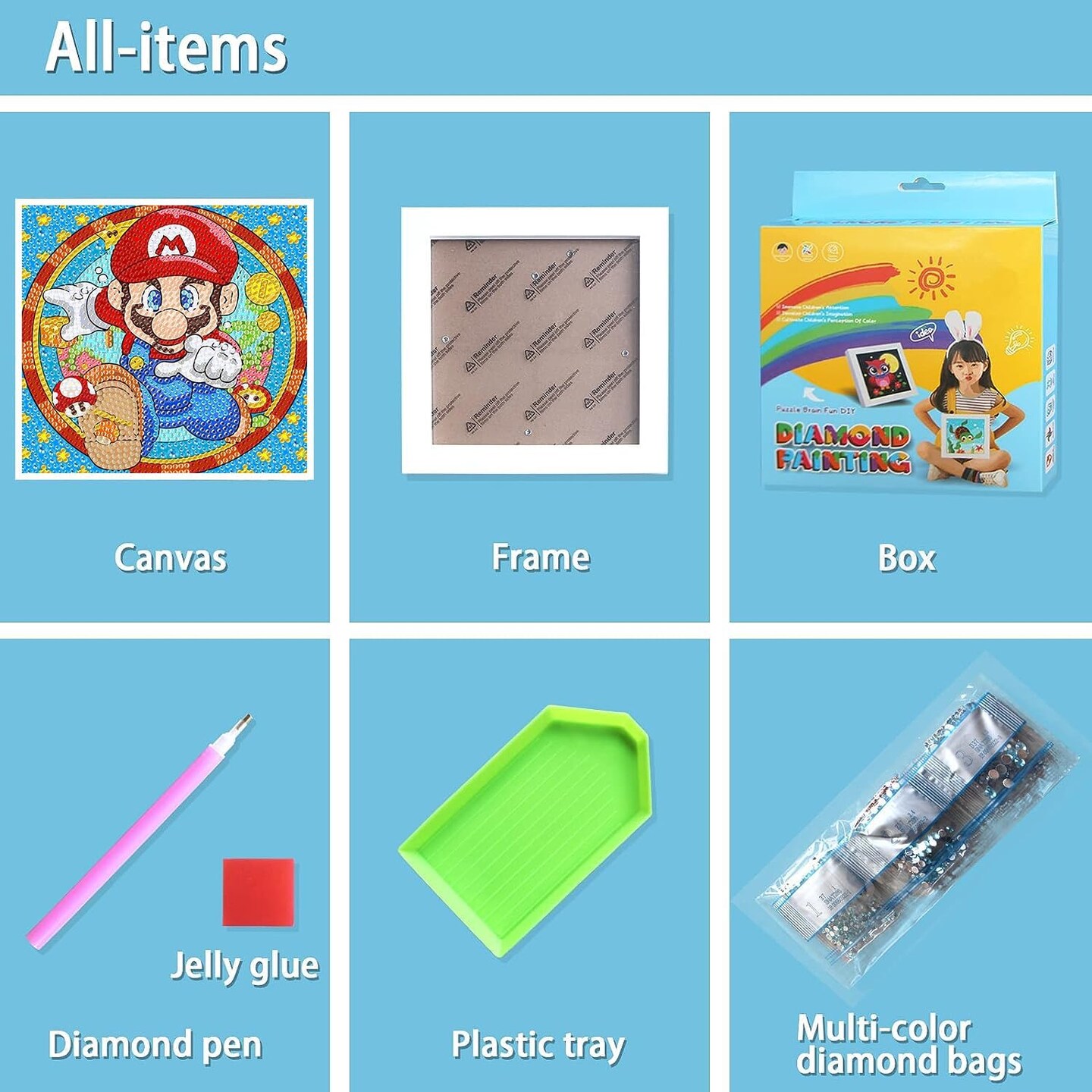 5D Diamond Painting Kit for Kids with Wooden Frame Art