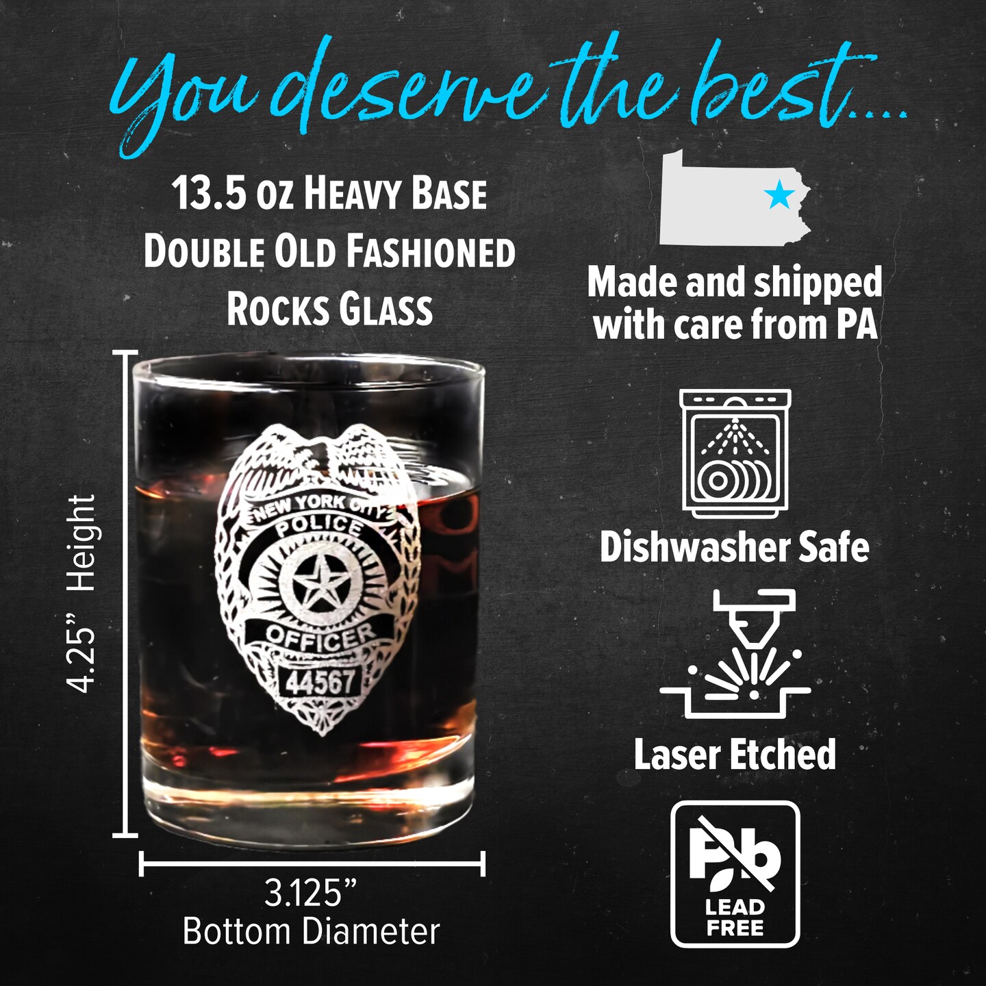 Personalized Fore Double Old Fashioned Bar Glasses