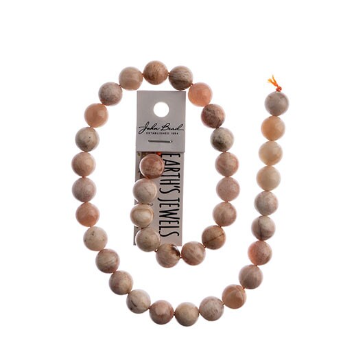 Earth&#x27;s Jewel Semi-Precious 16&#x22; Sunstone Round Natural Bead Strand