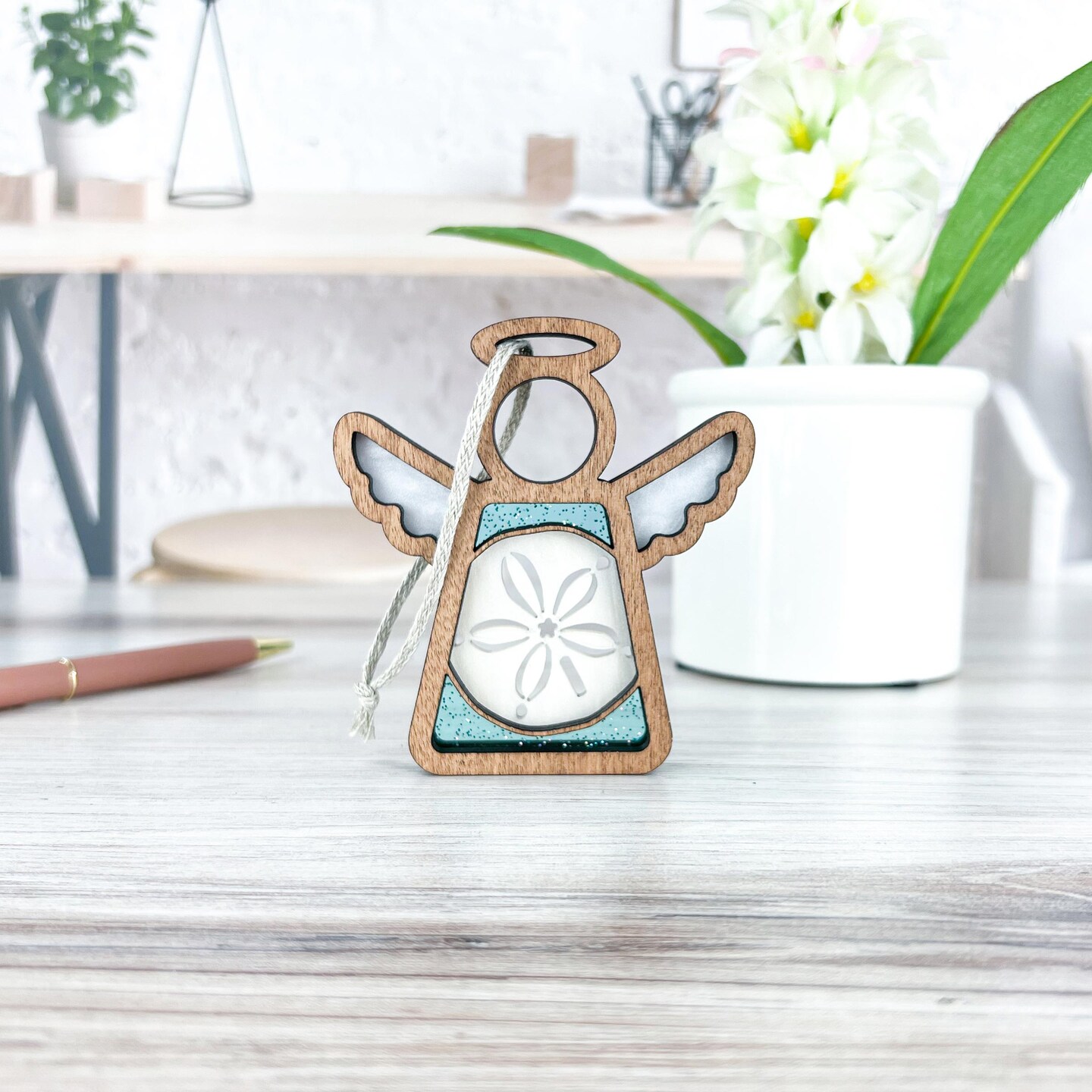 3.5&#x22; Sand Dollar Ornament - Handcrafted in Texas - Mother&#x27;s Angels&#xAE; Figurine - Mother&#x27;s Day Gifts