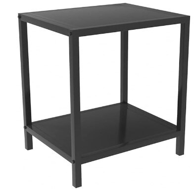 Sturdy Durable Bedside Table Easy to Clean Black Metal Nightstand - 2 Shelf Multipurpose End Table Function Compliant As a nightstand, end table, or side table (in black).