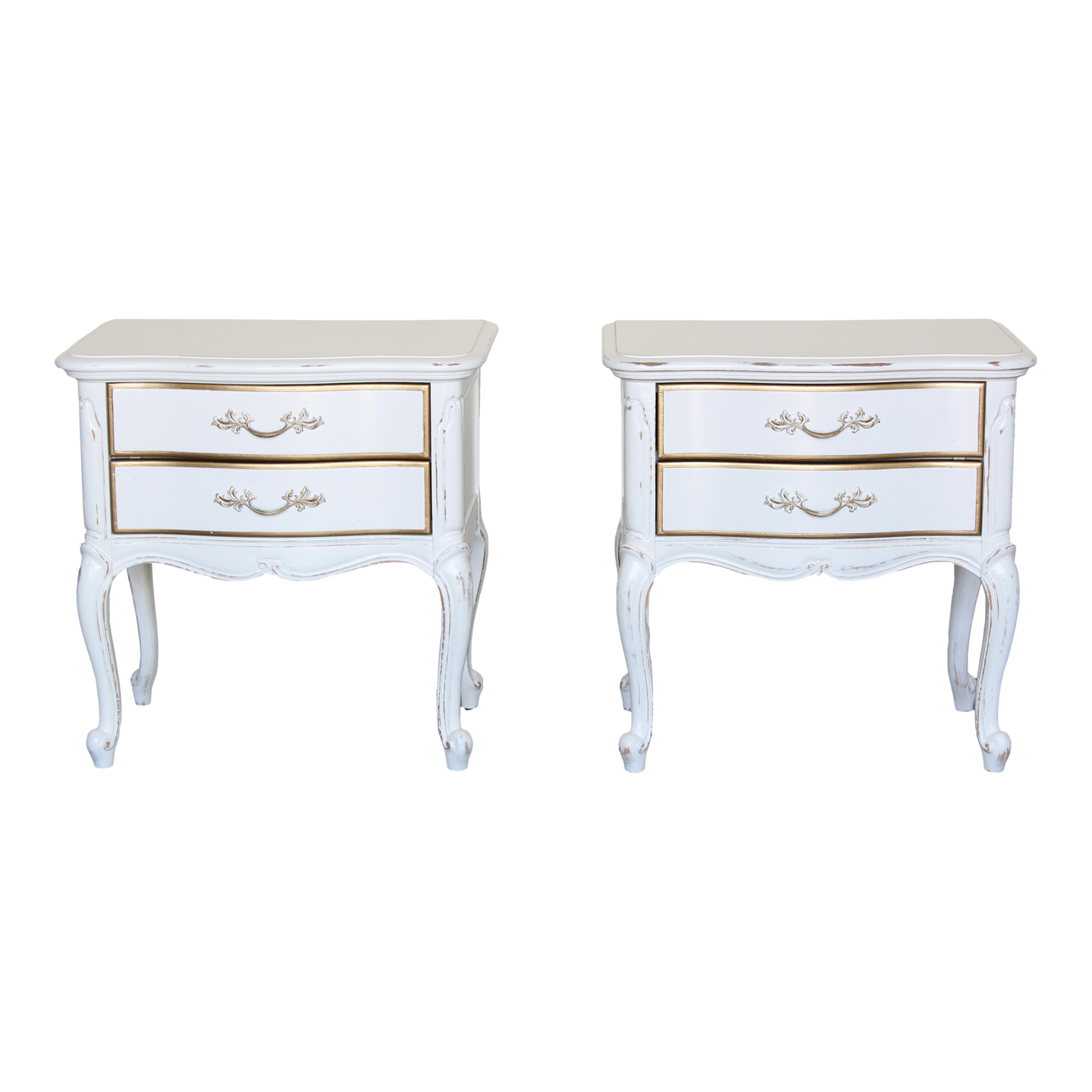 Pair of Vintage French Provincial White Nightstands MakerPlace by