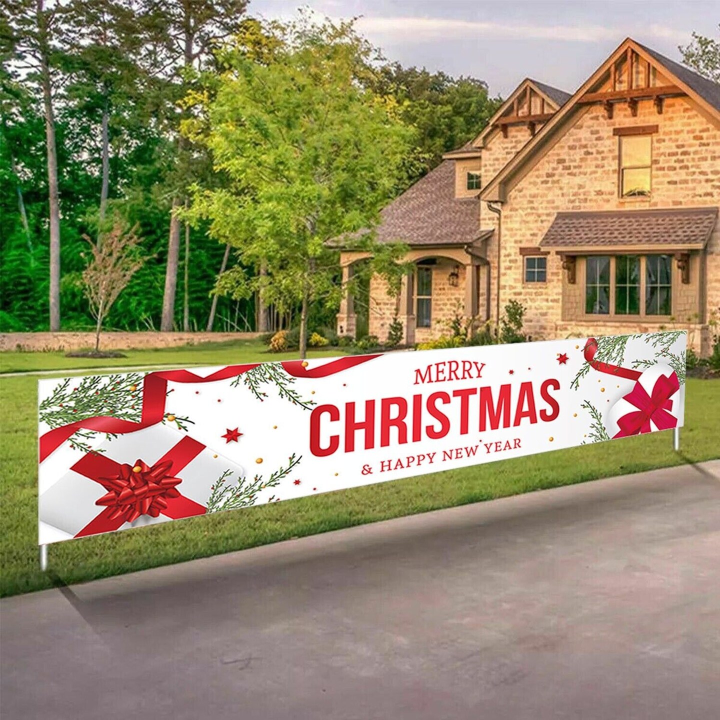 6 ft. Fabric Merry Christmas Banner Sign Decor