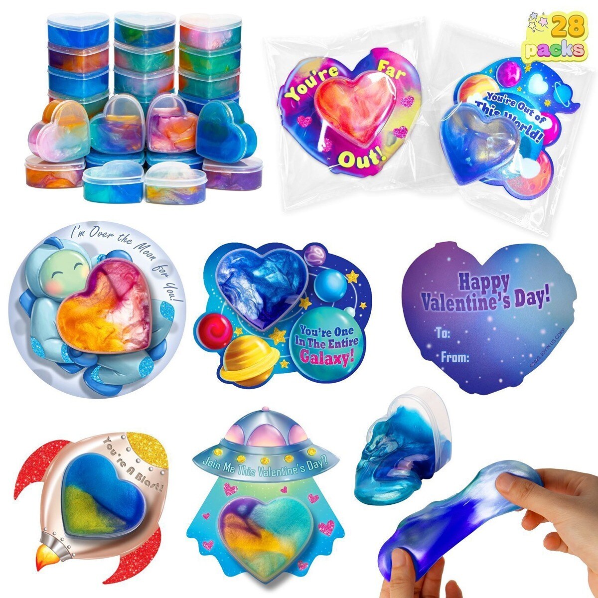 Cute Galaxy Slime with Valentine's Day Gift Cards Michaels