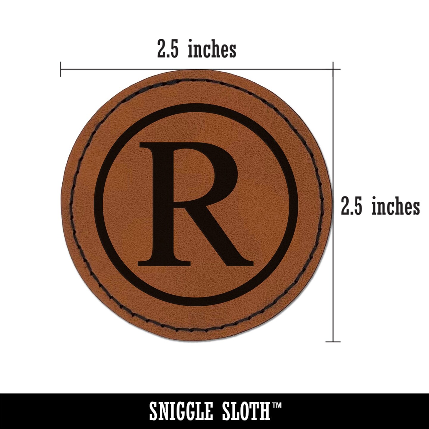 Registered Trademark Symbol Round Iron-On Engraved Faux Leather Patch Applique - 2.5&#x22;