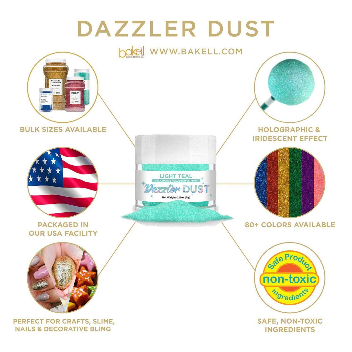 Light Teal Dazzler Dust&#xAE; 5 Gram Jar