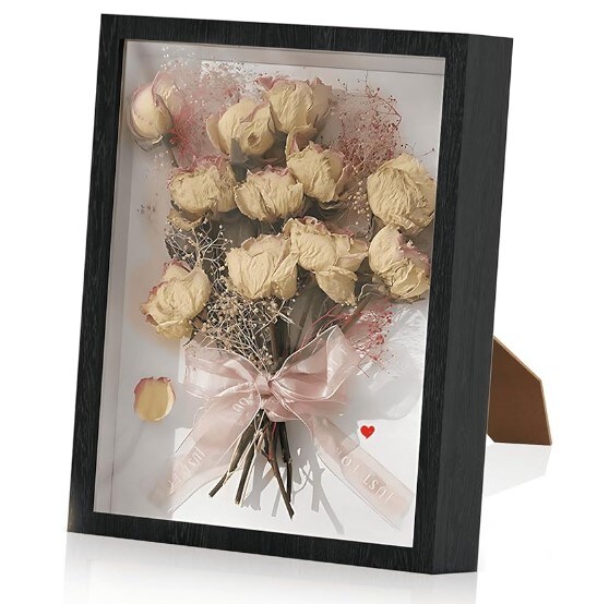 8x10 Deep Shadowbox Picture Frame with Galss 3D Display Shadow Box Frame Display Cases 8x10 Black Wood Shadow Box Frame with Line Board