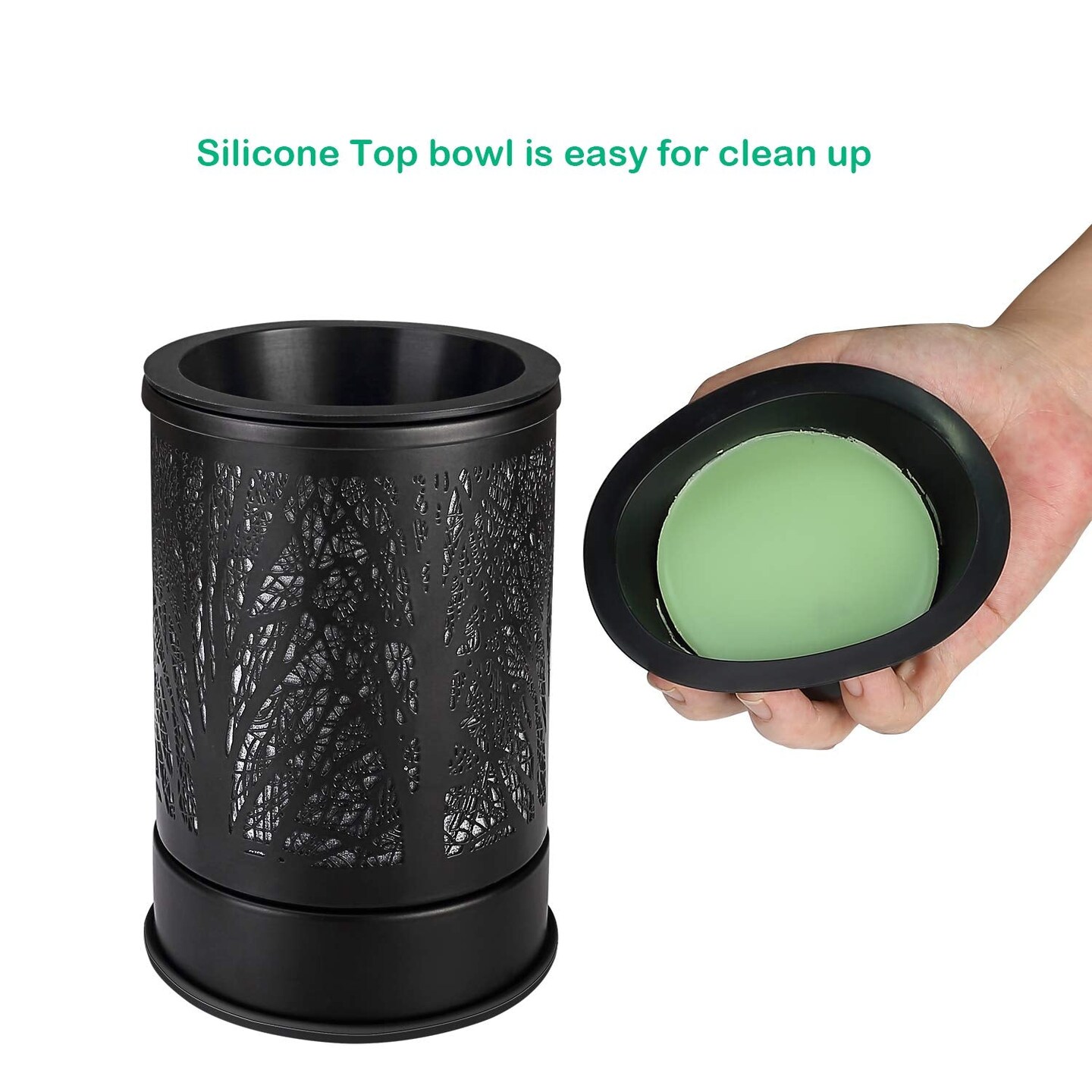 Fragrance Wax Melts Warmer with 7 Colors LED Changing Light Classic Black Forest Design Scent Oil Candle Warmer