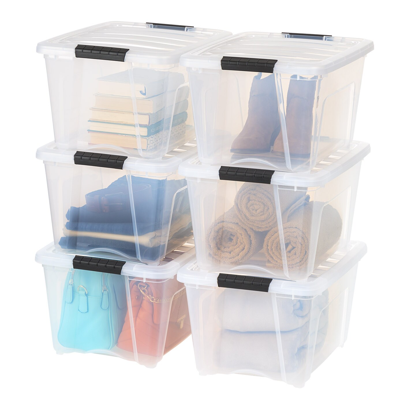 32qt Plastic Storage Bins with Lids and Secure Latching Buckles - 6 Pack