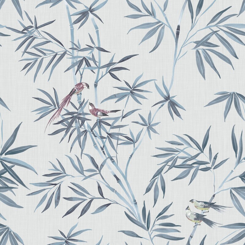 Tempaper Bamboo Chinoiserie Peel and Stick Wallpaper Mystic Blue