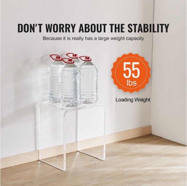 C-Shaped Lucite Clear Side Table Acrylic End Table for Living Room &#x26; Study
