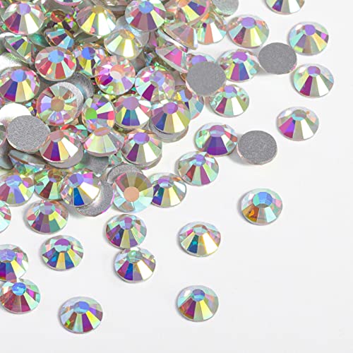 1440 Pieces Flat Back Crystal Rhinestones Round Gems for Nail Art and Craft Glue Fix, CrystalAB (SS10(2.7-2.8mm))