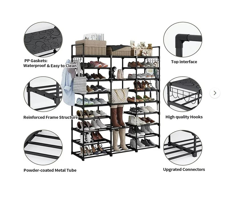 9 Tiers Metal Shoe Storage Shelf for 50-55 Pairs Shoe and Boots, Space Saving Large Shoe Cabinet for Bedroom Cloakroom Hallway