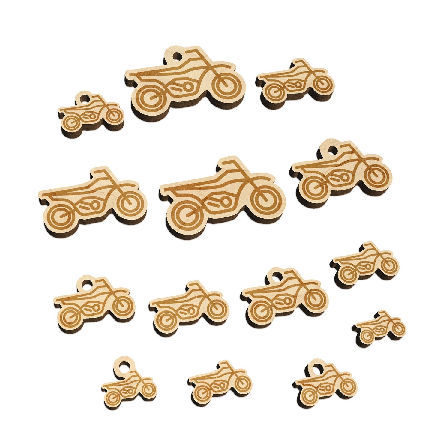 Dirt Bike Off-road Motorcycle Vehicle Mini Wood Shape Charms Jewelry DIY Craft