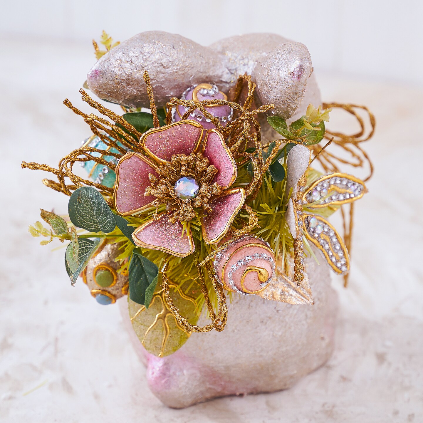 Easter Decorations - Easter Elegant Bunny Handcrafted Premium Centerpiece Decor