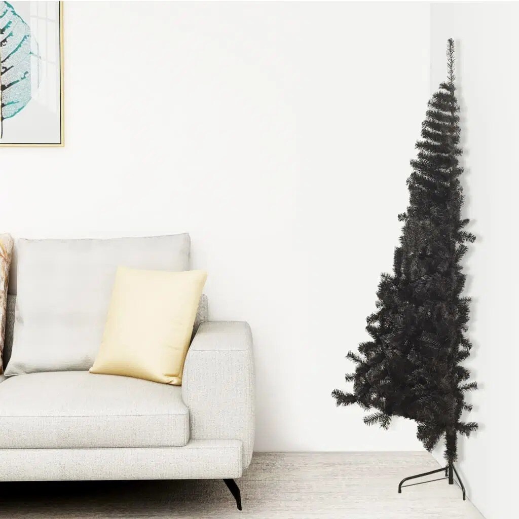 6 ft Black Half Christmas Tree with PVC Stand