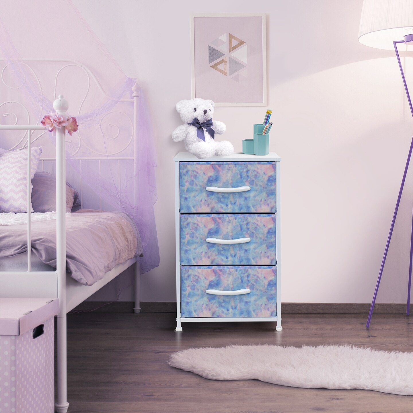 Sorbus Dresser with 3 Drawers - Bedside Furniture & Accent End Table Chest for Home, Bedroom Accessories, Office, College Dorm, Steel Frame, Wood Top, Fabric Drawers