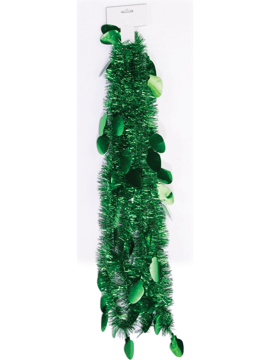 9' Green Christmas Tree Lightbulb Tinsel Garland Hanging Wall Decoration